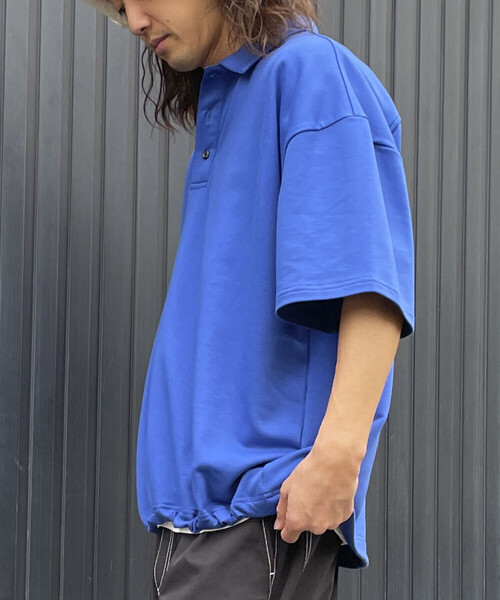 Purple&Yellow(パープルアンドイエロー)の「ビッグシルエット 半袖ポロシャツ(ポロシャツ・メンズ・ホワイト/ブラック/グリーン/ブルー・SMALL/MEDIUM/LARGE)」の13枚目の写真