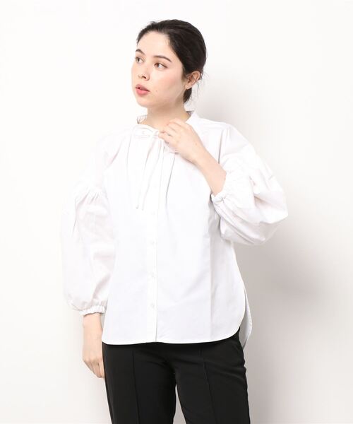 KOBE LETTUCE（コウベレタス）の「ステッチデニムボリュームスリーブブラウス（シャツ/ブラウス・レディース・インディゴブルー/ブラック/オフホワイト・FREE）」の10枚目の写真