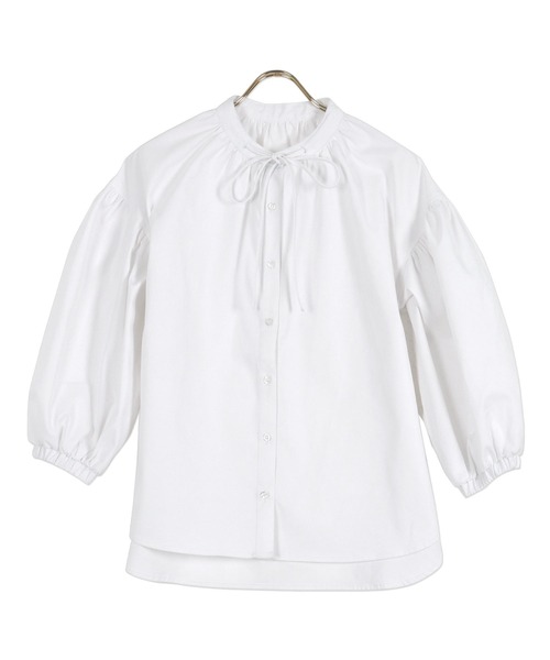 KOBE LETTUCE（コウベレタス）の「ステッチデニムボリュームスリーブブラウス（シャツ/ブラウス・レディース・インディゴブルー/ブラック/オフホワイト・FREE）」の8枚目の写真