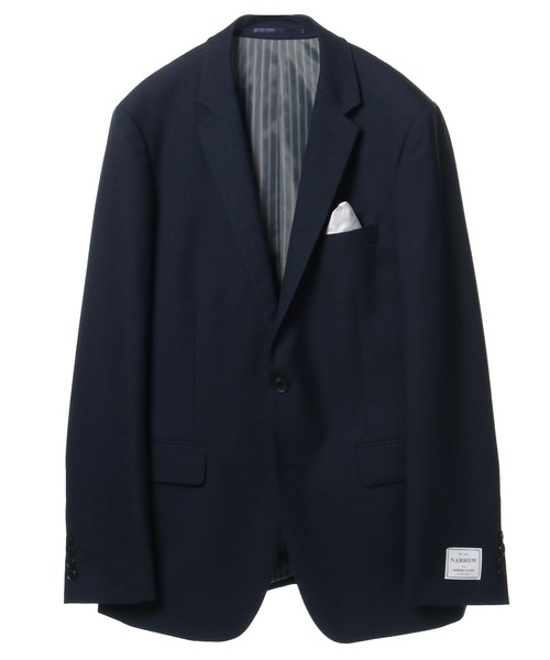 CROWDED CLOSET(クラウデッドクローゼット)の「NARROW TW シャンブレースーツ/別売りベストあり/2ピースビジネスセットアップスーツ(スーツセット・メンズ・ネイビー/グレー・01/02/03/04)」の4枚目の写真