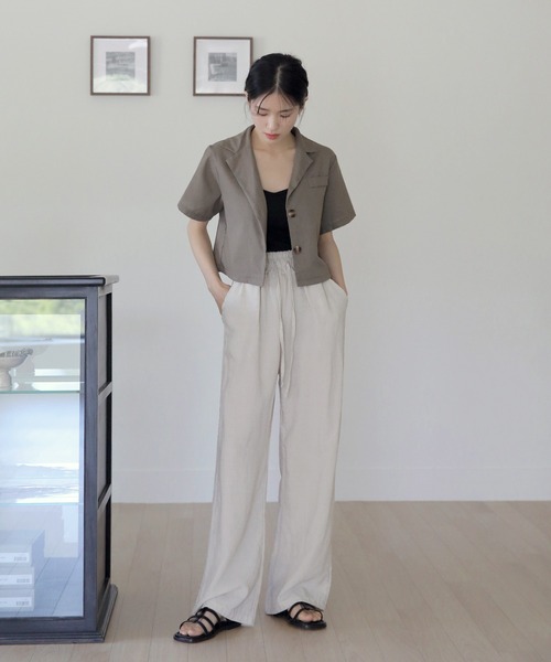 UNE MANSION（ユヌマンション）の「リネンワイドバンディングパンツ（その他パンツ・レディース・ベージュ/ブラック/ブラウン・FREE）」の16枚目の写真