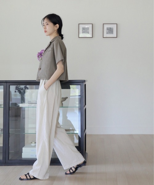 UNE MANSION（ユヌマンション）の「リネンワイドバンディングパンツ（その他パンツ・レディース・ベージュ/ブラック/ブラウン・FREE）」の20枚目の写真