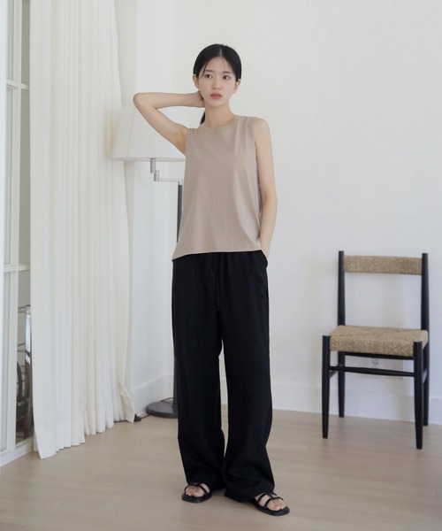 UNE MANSION（ユヌマンション）の「リネンワイドバンディングパンツ（その他パンツ・レディース・ベージュ/ブラック/ブラウン・FREE）」の11枚目の写真