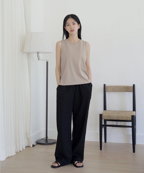 UNE MANSION（ユヌマンション）の「リネンワイドバンディングパンツ（その他パンツ・レディース・ベージュ/ブラック/ブラウン・FREE）」の5枚目の写真