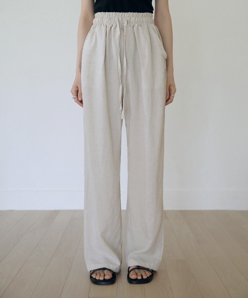 UNE MANSION（ユヌマンション）の「リネンワイドバンディングパンツ（その他パンツ・レディース・ベージュ/ブラック/ブラウン・FREE）」の12枚目の写真