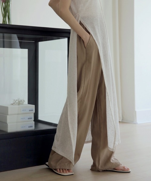 UNE MANSION（ユヌマンション）の「リネンワイドバンディングパンツ（その他パンツ・レディース・ベージュ/ブラック/ブラウン・FREE）」の14枚目の写真