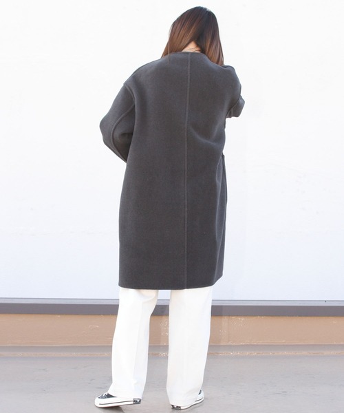 LE GLAZIK(ルグラジック)の「LE GLAZIK/ル グラジック リバーシブルカラーレスコート REVERSIBLE COLLARLESS COAT JL-8982MRW(ノーカラーコート・レディース・ダークネイビー・36)」の16枚目の写真