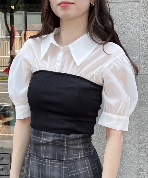 NOMAE（ノーマエ）の「リブビスチェレイヤードトップス（Tシャツ/カットソー・レディース・ブラック/ベージュ/ライトグリーン・FREE）」の16枚目の写真