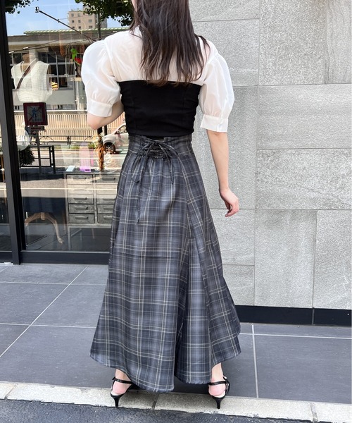 NOMAE（ノーマエ）の「リブビスチェレイヤードトップス（Tシャツ/カットソー・レディース・ブラック/ベージュ/ライトグリーン・FREE）」の4枚目の写真