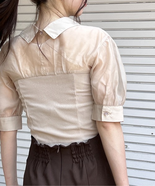 NOMAE（ノーマエ）の「リブビスチェレイヤードトップス（Tシャツ/カットソー・レディース・ブラック/ベージュ/ライトグリーン・FREE）」の22枚目の写真