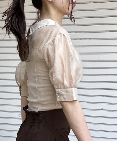 NOMAE（ノーマエ）の「リブビスチェレイヤードトップス（Tシャツ/カットソー・レディース・ブラック/ベージュ/ライトグリーン・FREE）」の14枚目の写真