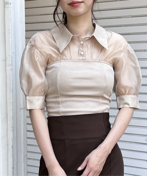 NOMAE（ノーマエ）の「リブビスチェレイヤードトップス（Tシャツ/カットソー・レディース・ブラック/ベージュ/ライトグリーン・FREE）」の19枚目の写真