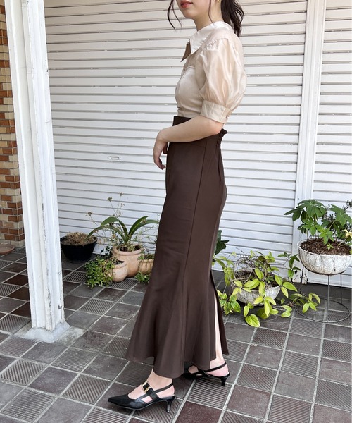 NOMAE（ノーマエ）の「リブビスチェレイヤードトップス（Tシャツ/カットソー・レディース・ブラック/ベージュ/ライトグリーン・FREE）」の5枚目の写真