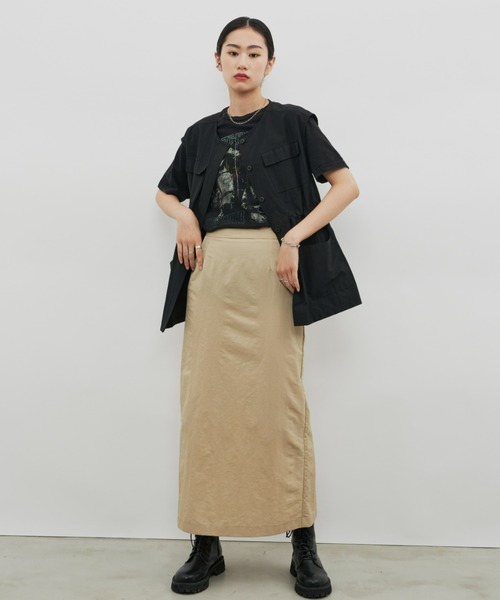 Auntie Rosa Holiday（アンティローザホリデー）の「ナイロンナロースカート / サイズ展開あり（スカート・レディース・ブラック/ベージュ/カーキ・SMALL/MEDIUM）」の18枚目の写真