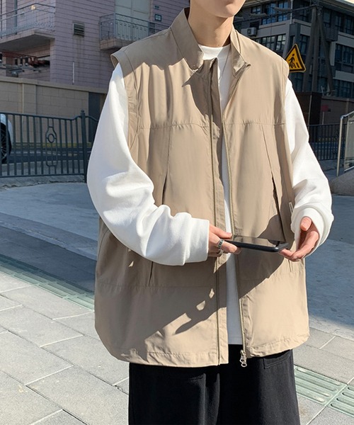 EPICKS（エピックス）の「ナイロンZIPオーバーサイズベスト　ユニセックス（ベスト・レディース・ネイビー/ベージュ・L/M）」の4枚目の写真
