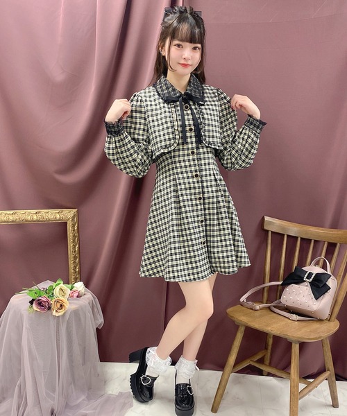 ROJITA（ロジータ）の「チョーカーリボンボレロ風ワンピース（ワンピース・レディース・ブラック/ネイビー/アイボリー/ブラウン・FREE）」の2枚目の写真