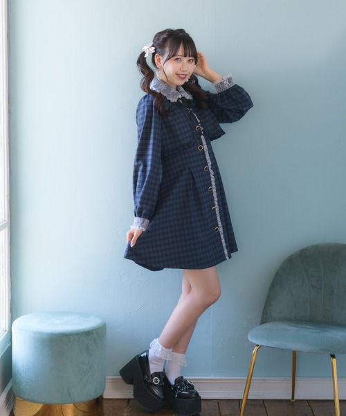 ROJITA（ロジータ）の「チョーカーリボンボレロ風ワンピース（ワンピース・レディース・ブラック/ネイビー/アイボリー/ブラウン・FREE）」の14枚目の写真