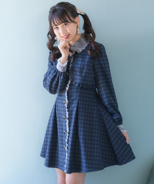 ROJITA（ロジータ）の「チョーカーリボンボレロ風ワンピース（ワンピース・レディース・ブラック/ネイビー/アイボリー/ブラウン・FREE）」の6枚目の写真