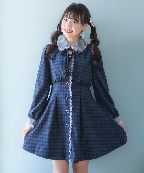 ROJITA（ロジータ）の「チョーカーリボンボレロ風ワンピース（ワンピース・レディース・ブラック/ネイビー/アイボリー/ブラウン・FREE）」の7枚目の写真