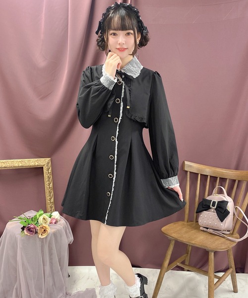 ROJITA（ロジータ）の「チョーカーリボンボレロ風ワンピース（ワンピース・レディース・ブラック/ネイビー/アイボリー/ブラウン・FREE）」の16枚目の写真