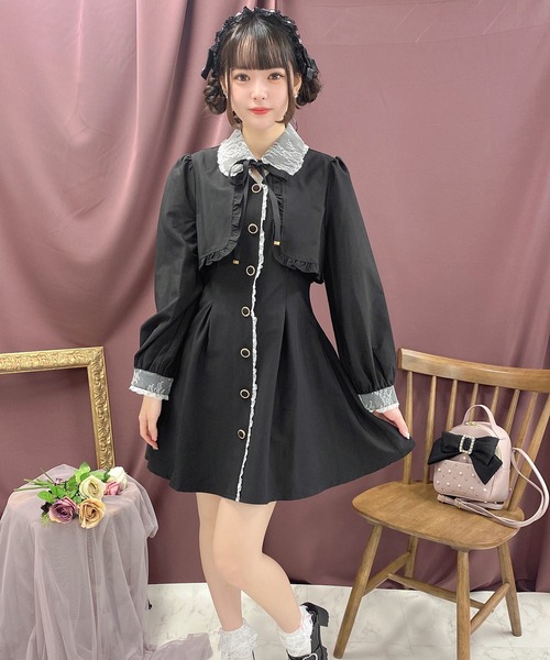 ROJITA（ロジータ）の「チョーカーリボンボレロ風ワンピース（ワンピース・レディース・ブラック/ネイビー/アイボリー/ブラウン・FREE）」の8枚目の写真