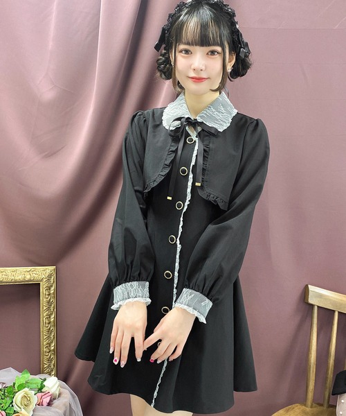 ROJITA（ロジータ）の「チョーカーリボンボレロ風ワンピース（ワンピース・レディース・ブラック/ネイビー/アイボリー/ブラウン・FREE）」の17枚目の写真