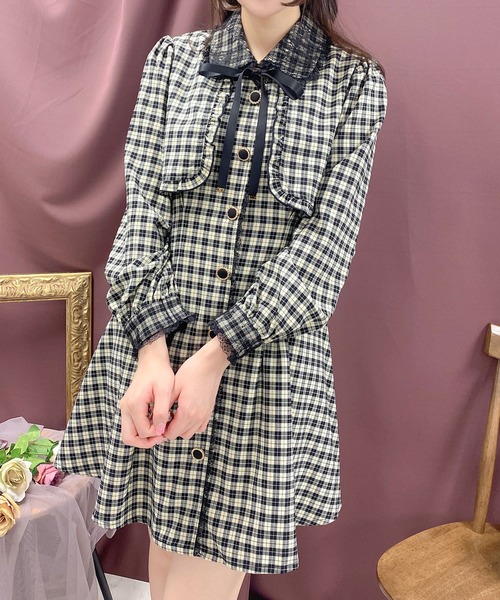 ROJITA（ロジータ）の「チョーカーリボンボレロ風ワンピース（ワンピース・レディース・ブラック/ネイビー/アイボリー/ブラウン・FREE）」の19枚目の写真