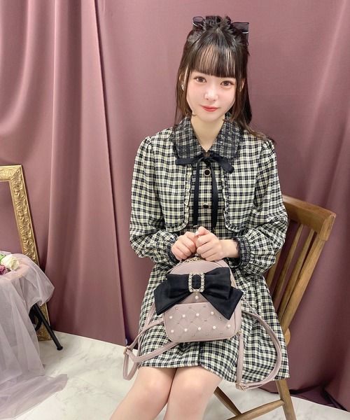 ROJITA（ロジータ）の「チョーカーリボンボレロ風ワンピース（ワンピース・レディース・ブラック/ネイビー/アイボリー/ブラウン・FREE）」の11枚目の写真