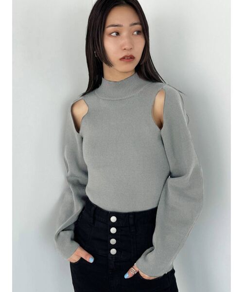 EMODA（エモダ）の「オープンスキンニット（ニット/セーター・レディース・ブラック/グレー/レッド/ピンク/ブルー・FREE）」の3枚目の写真