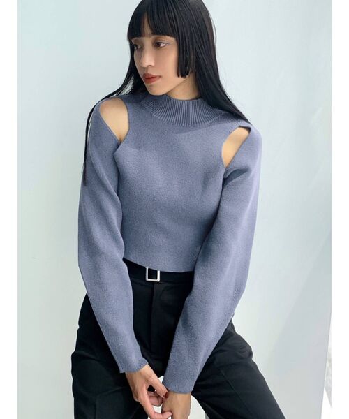 EMODA（エモダ）の「オープンスキンニット（ニット/セーター・レディース・ブラック/グレー/レッド/ピンク/ブルー・FREE）」の4枚目の写真