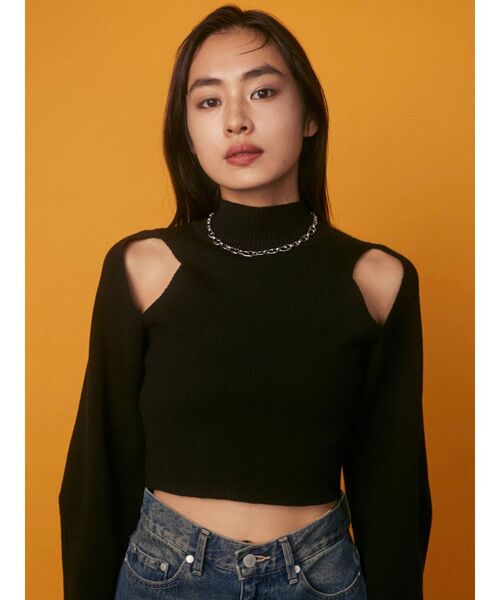 EMODA（エモダ）の「オープンスキンニット（ニット/セーター・レディース・ブラック/グレー/レッド/ピンク/ブルー・FREE）」の6枚目の写真