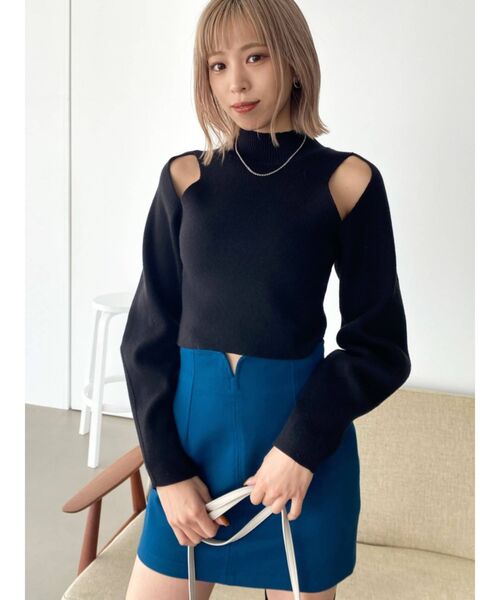 EMODA（エモダ）の「オープンスキンニット（ニット/セーター・レディース・ブラック/グレー/レッド/ピンク/ブルー・FREE）」の9枚目の写真