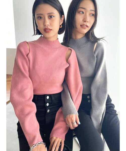 EMODA（エモダ）の「オープンスキンニット（ニット/セーター・レディース・ブラック/グレー/レッド/ピンク/ブルー・FREE）」の14枚目の写真