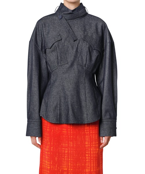 トップス Stand Neck Western Shirt le ciel bleu LE CIEL BLEU（ルシェルブルー）の「スタンドネックウエスタンシャツ