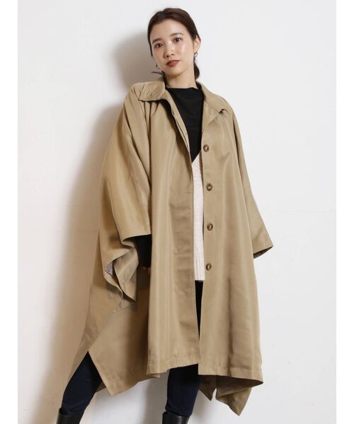 COTORICA（コトリカ）の「スクエアポンチョコート（その他アウター・レディース・ベージュ/グリーン・FREE）」の4枚目の写真