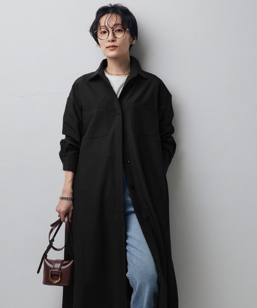 RASW（ラス）の「[RASW]バックフレアシャツワンピース（シャツワンピース・レディース・ネイビー/キャメル/ダークブラウン/ダークネイビー/ブラック/アイボリー/ベージュ・S/M/L）」の20枚目の写真