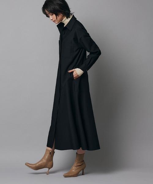 RASW（ラス）の「[RASW]バックフレアシャツワンピース（シャツワンピース・レディース・ネイビー/キャメル/ダークブラウン/ダークネイビー/ブラック/アイボリー/ベージュ・S/M/L）」の19枚目の写真