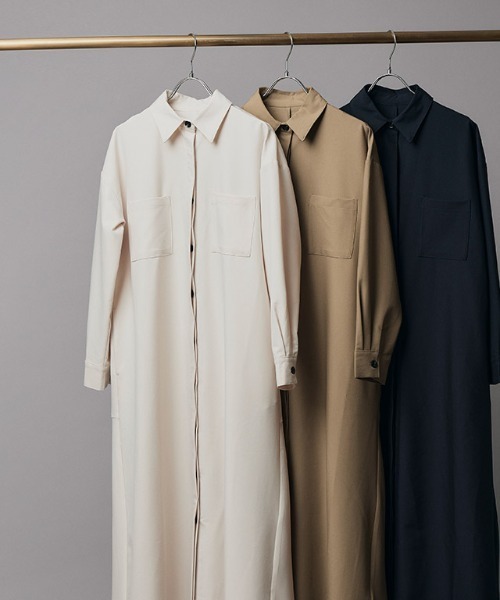 RASW（ラス）の「[RASW]バックフレアシャツワンピース（シャツワンピース・レディース・ネイビー/キャメル/ダークブラウン/ダークネイビー/ブラック/アイボリー/ベージュ・S/M/L）」の21枚目の写真