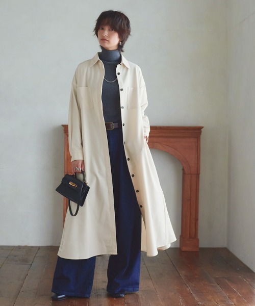 RASW（ラス）の「[RASW]バックフレアシャツワンピース（シャツワンピース・レディース・ネイビー/キャメル/ダークブラウン/ダークネイビー/ブラック/アイボリー/ベージュ・S/M/L）」の13枚目の写真