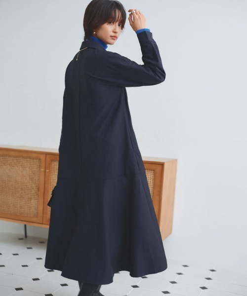 RASW（ラス）の「[RASW]バックフレアシャツワンピース（シャツワンピース・レディース・ネイビー/キャメル/ダークブラウン/ダークネイビー/ブラック/アイボリー/ベージュ・S/M/L）」の15枚目の写真
