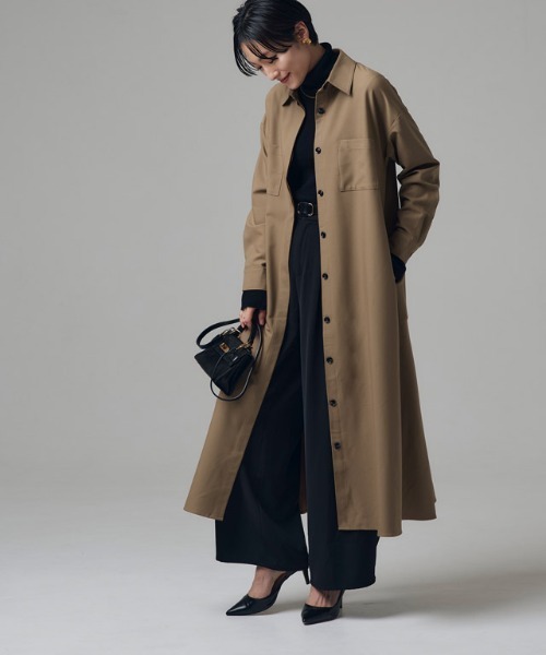 RASW（ラス）の「[RASW]バックフレアシャツワンピース（シャツワンピース・レディース・ネイビー/キャメル/ダークブラウン/ダークネイビー/ブラック/アイボリー/ベージュ・S/M/L）」の14枚目の写真