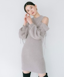 SNIDEL（スナイデル）の「シースルーショルダーミニニットワンピース 