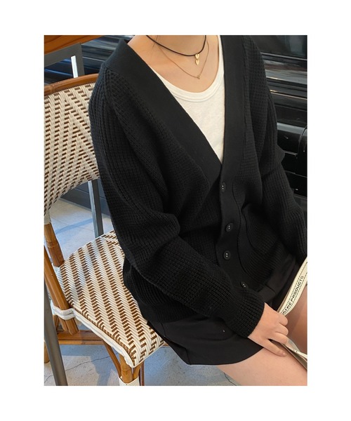 THEATRE PRODUCTS(シアタープロダクツ)の「ワッフルニットカーディガン(カーディガン/ボレロ・レディース・グレー/ブラック・FREE)」の10枚目の写真