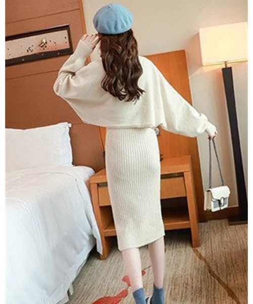 Ritzy（リッツィー）の「ニットトップス＋ニットワンピース 2点セット（ワンピース・レディース・ブラック/アイボリー/グリーン・M/L）」の18枚目の写真