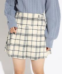 ◆【ニコラ掲載アイテム】チェーンべルト付あったかプリーツスカート