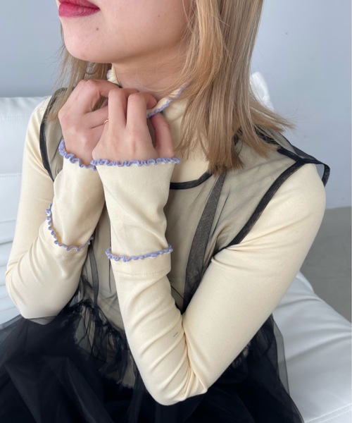 SANSeLF（サンセルフ）の「カラーメロウトップス【SANSeLF】sanw23s007（Tシャツ/カットソー・レディース・ホワイト/ライラック/ライトイエロー・FREE）」の2枚目の写真