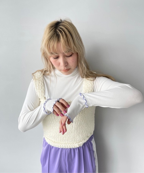 SANSeLF（サンセルフ）の「カラーメロウトップス【SANSeLF】sanw23s007（Tシャツ/カットソー・レディース・ホワイト/ライラック/ライトイエロー・FREE）」の14枚目の写真