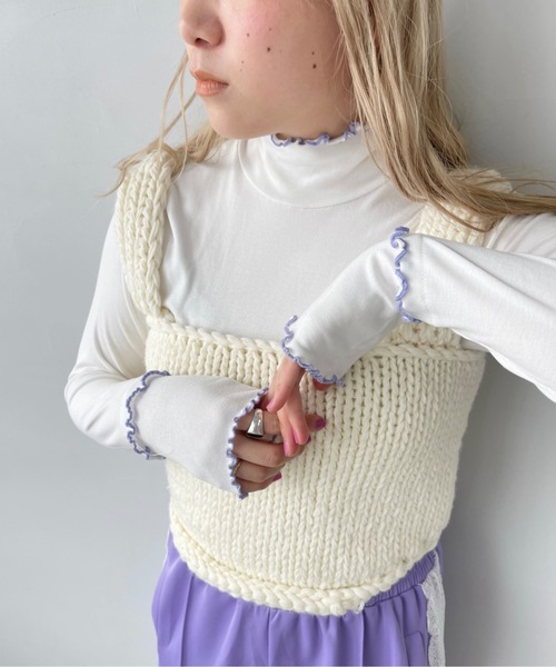 SANSeLF（サンセルフ）の「カラーメロウトップス【SANSeLF】sanw23s007（Tシャツ/カットソー・レディース・ホワイト/ライラック/ライトイエロー・FREE）」の4枚目の写真