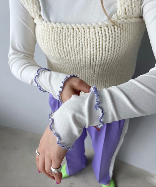 SANSeLF（サンセルフ）の「カラーメロウトップス【SANSeLF】sanw23s007（Tシャツ/カットソー・レディース・ホワイト/ライラック/ライトイエロー・FREE）」の18枚目の写真