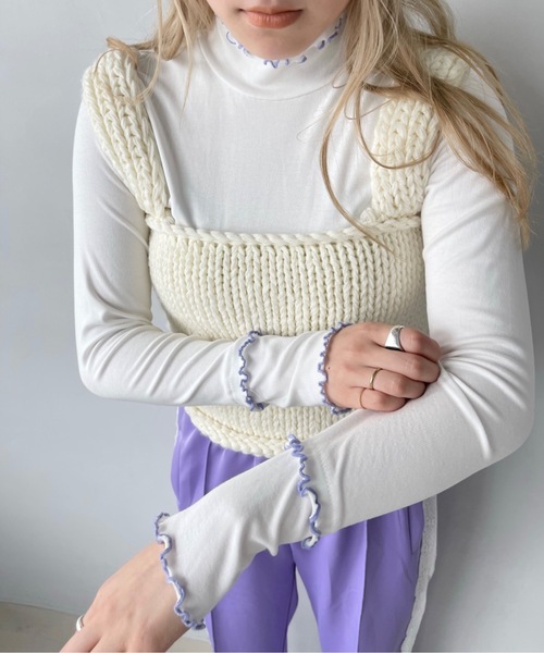 SANSeLF（サンセルフ）の「カラーメロウトップス【SANSeLF】sanw23s007（Tシャツ/カットソー・レディース・ホワイト/ライラック/ライトイエロー・FREE）」の7枚目の写真